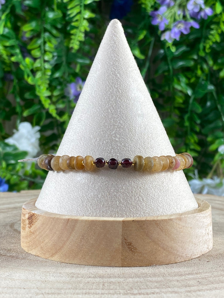 Yellow Tourmaline And Garnet Bracelet