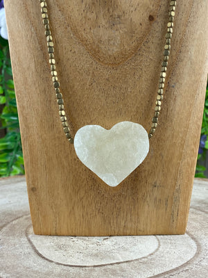 Hematite with Geode Heart Necklace