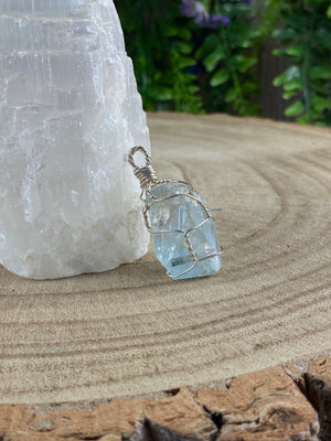 Blue Topaz Wire Wrapped Pendant