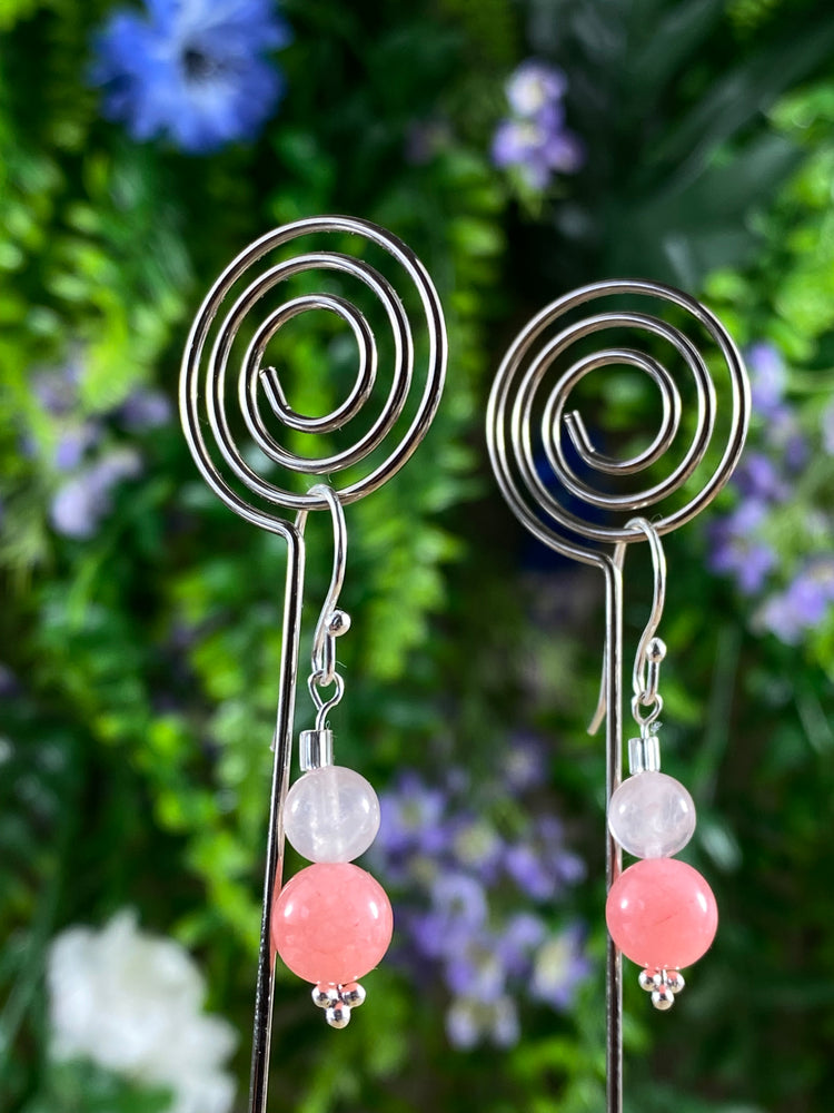 Rose Quartz And Dyed Kyanite Earrings