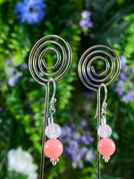 Rose Quartz And Dyed Kyanite Earrings