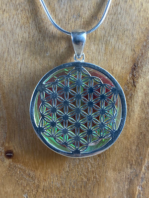 Aura Quartz Stargate Pendant With Seed Of Life