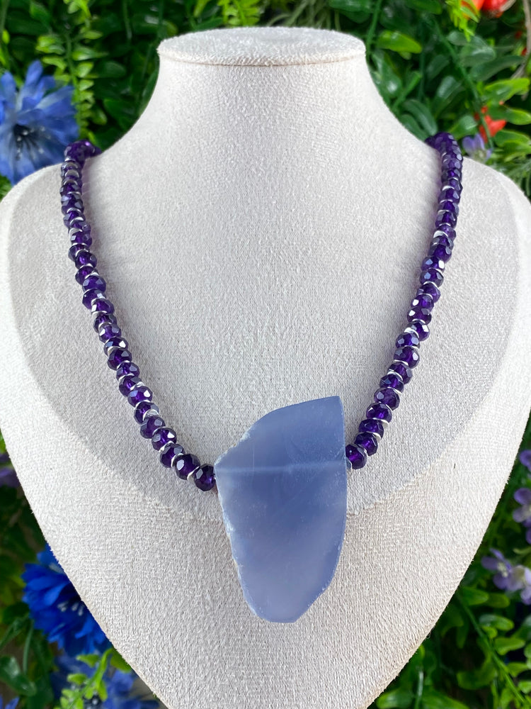 Amethyst And Blue Chalcedony Necklace