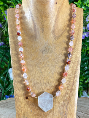 Hematoid Quartz And Aquamarine Necklace