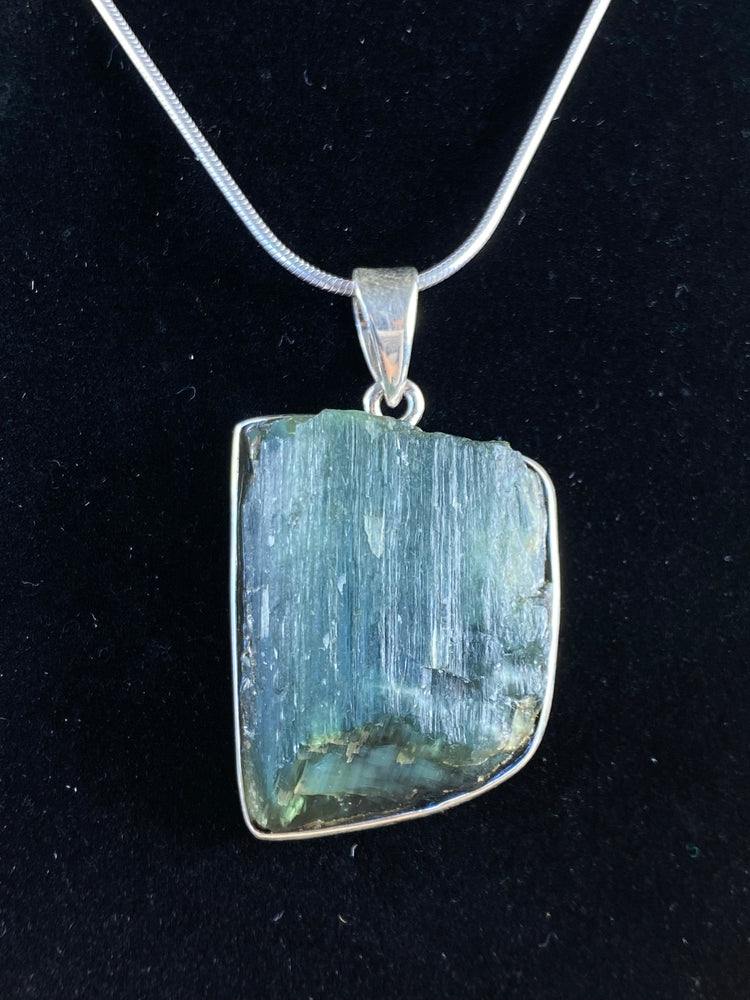 Raw Green Tourmaline Pendant