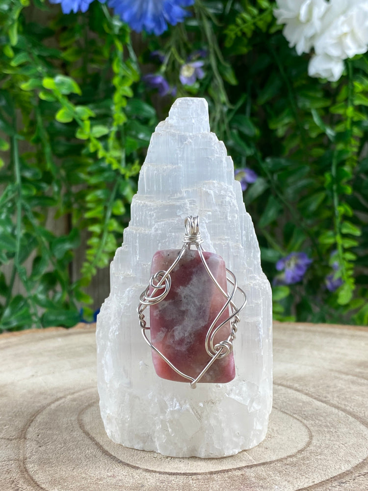 Pink Petalite Wire Wrapped Pendant