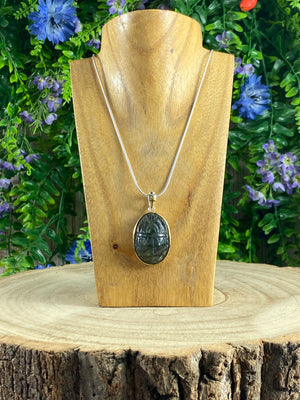 Labradorite Scarab Pendant With Ankh