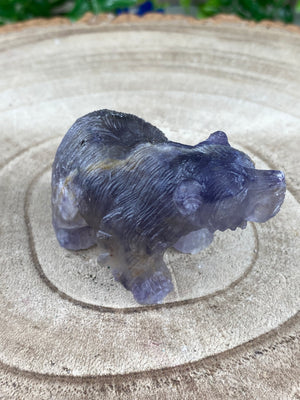 Blue John Fluorite Bear Carving