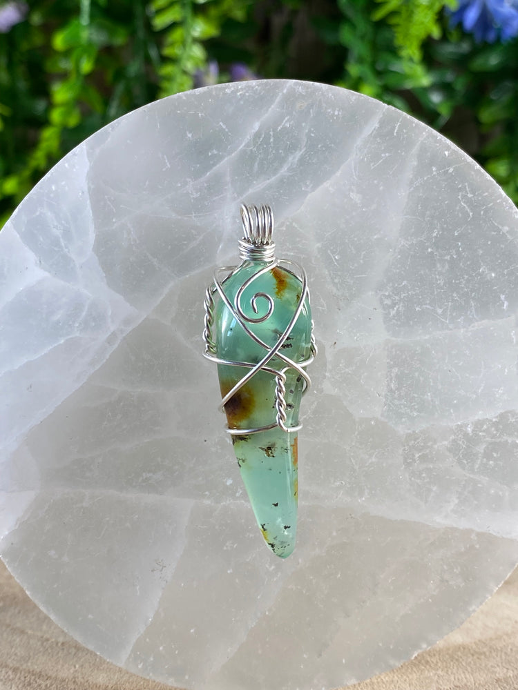 Chrysoprase Wire Wrapped Pendant