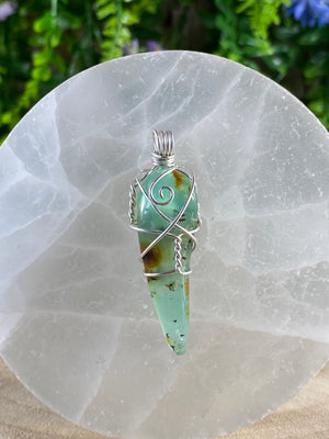 Chrysoprase Wire Wrapped Pendant