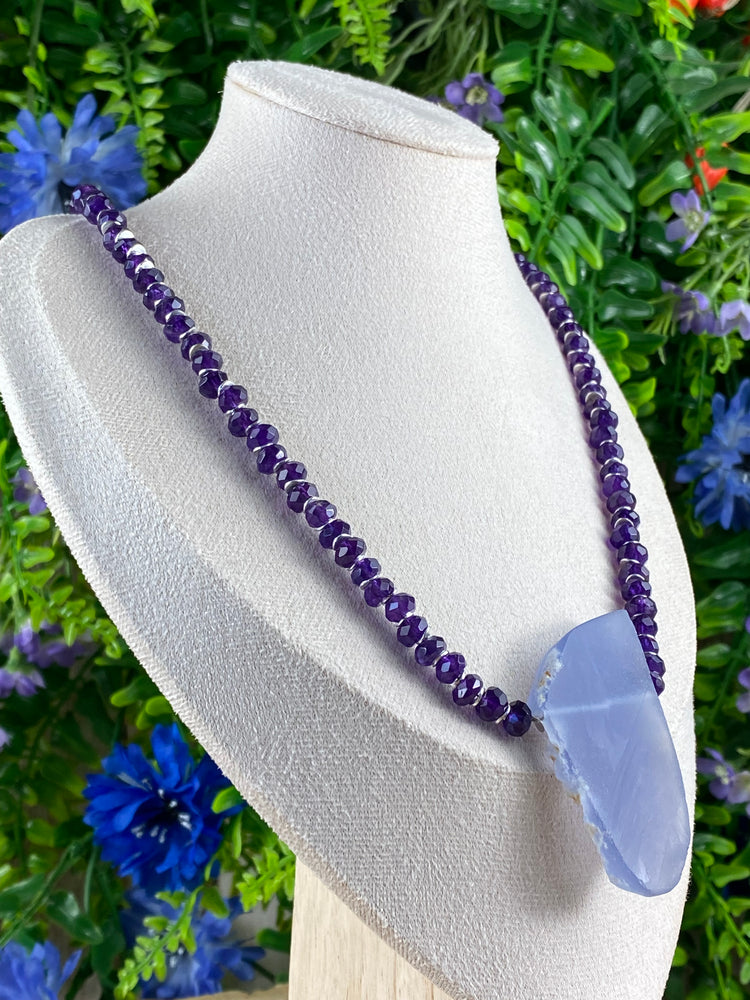 Amethyst And Blue Chalcedony Necklace
