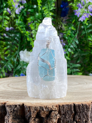 Blue Topaz Wire Wrapped Pendant