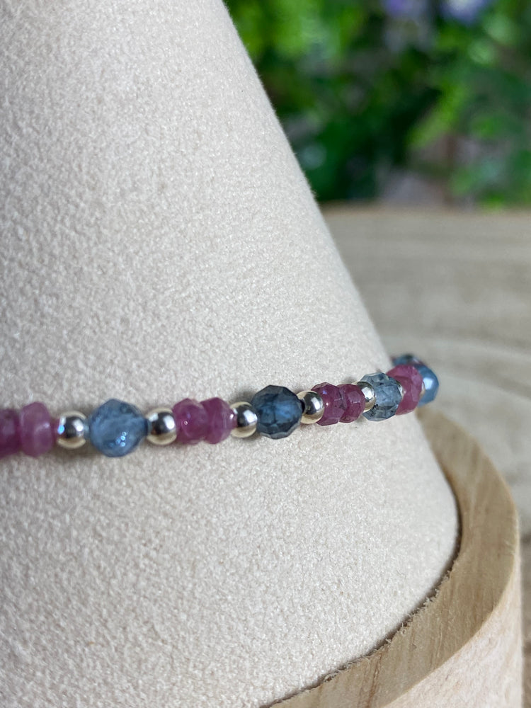 Ruby, Aquamarine, Moonstone Bracelet