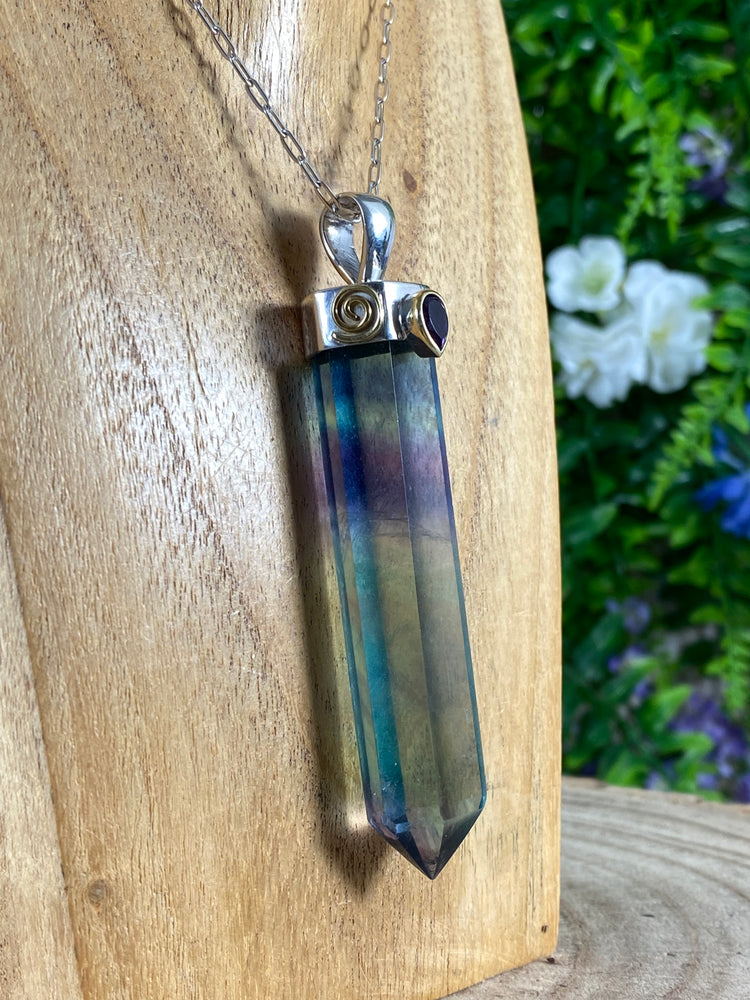 Fluorite Pendant with Amethyst