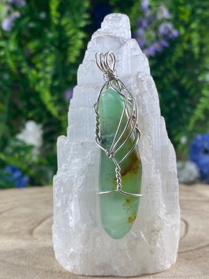 Chrysoprase Wire Wrapped Pendant