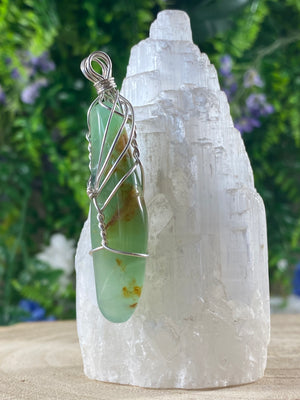 Chrysoprase Wire Wrapped Pendant