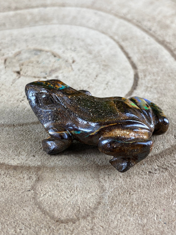 Boulder Opal Frog Carving