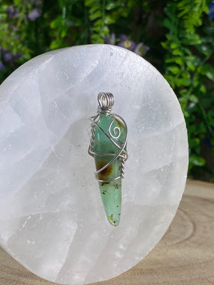 Chrysoprase Wire Wrapped Pendant