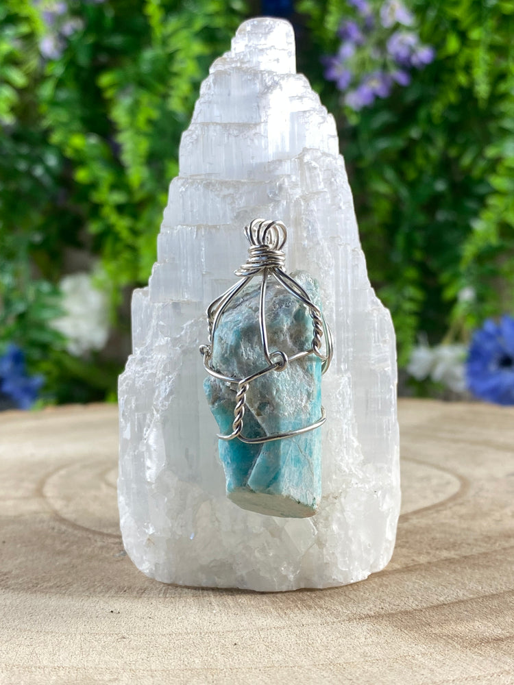 Amazonite Wire Wrapped Pendant