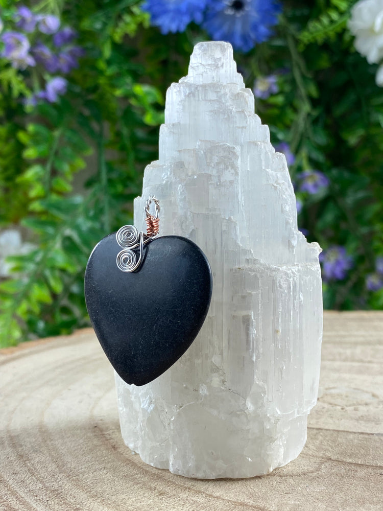 Stone Heart Wire Wrapped Pendant