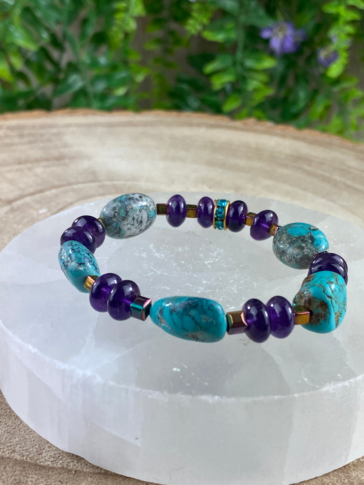 Turquoise and Amethyst Bracelet