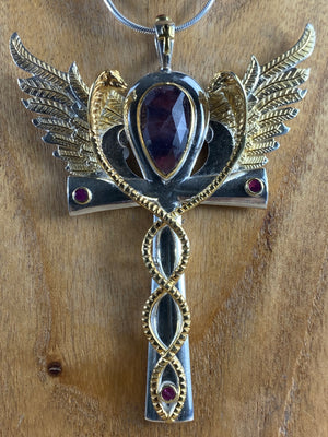 Large Osiris Flame Pendant With Tourmaline