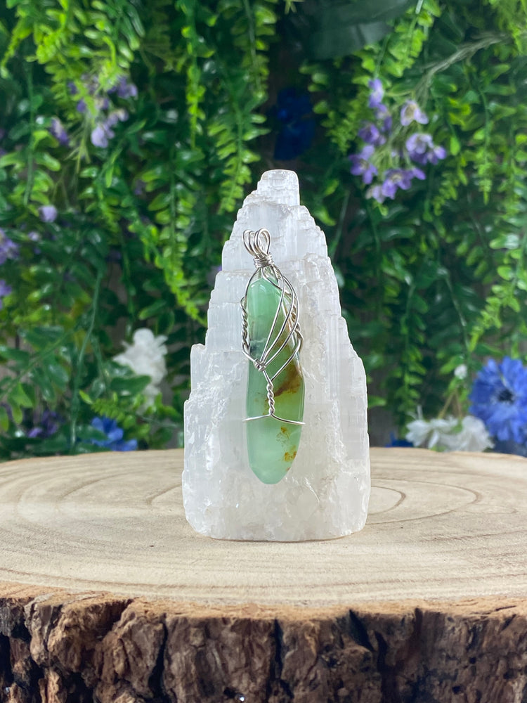 Chrysoprase Wire Wrapped Pendant