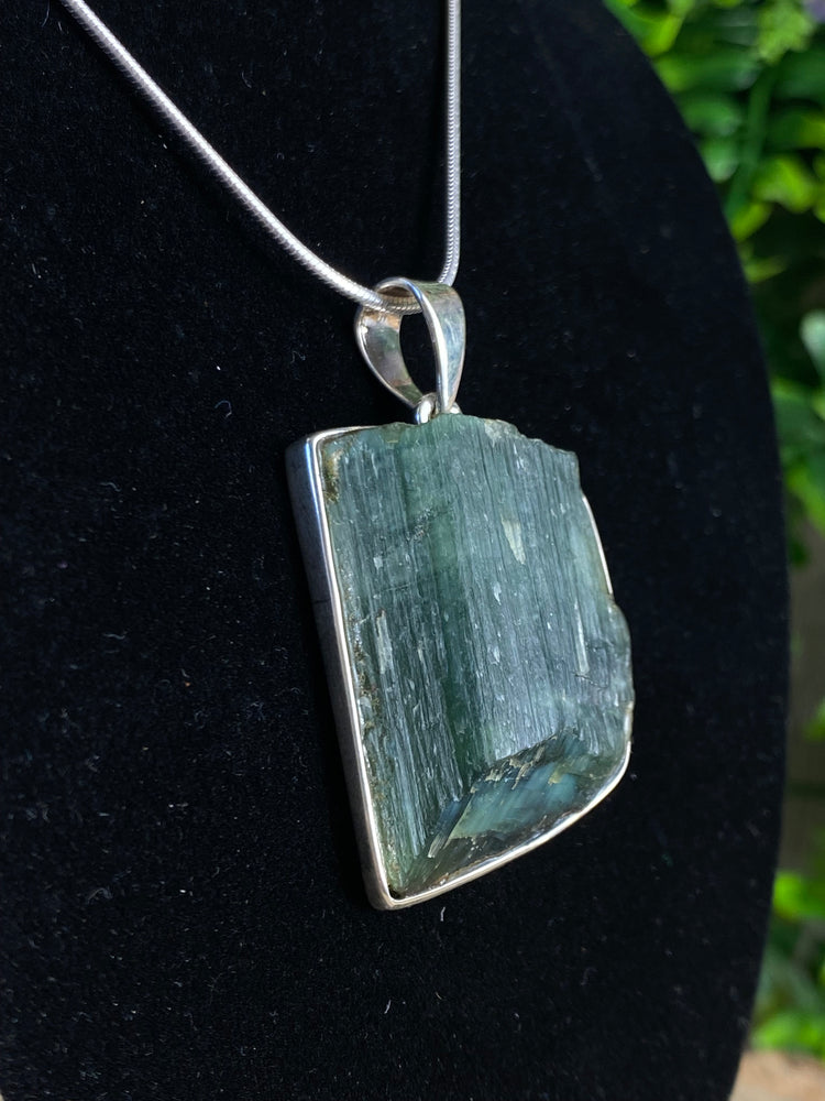 Raw Green Tourmaline Pendant