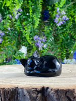 Sheen Obsidian Cat Carving