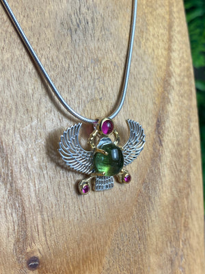 Peridot Winged Scarab Pendant