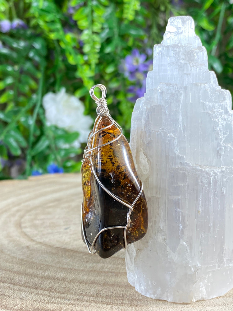 Amber Wire Wrapped Pendant