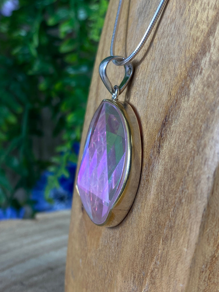 Aura Quartz Stargate Pendant With Seed Of Life