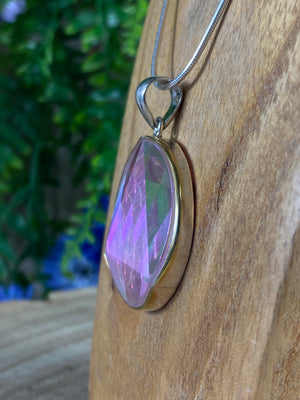 Aura Quartz Stargate Pendant With Seed Of Life
