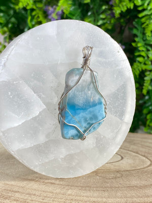 Larimar Wire Wrapped Pendant