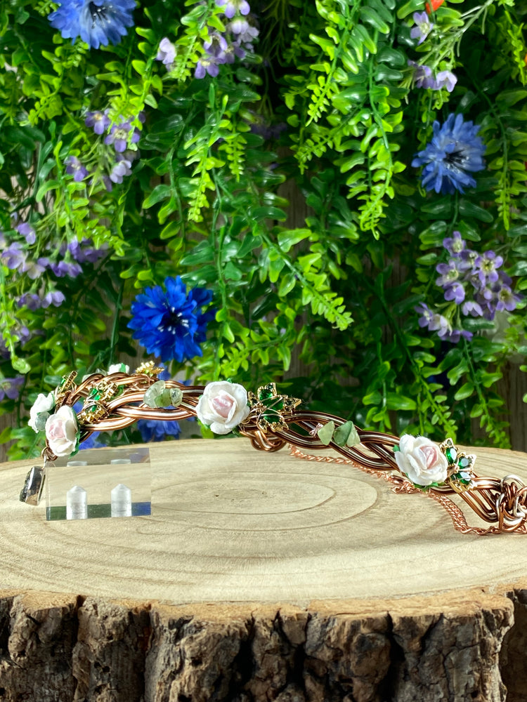 Moldavite, Prehnite, And Jade Circlet