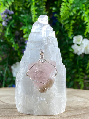 Morganite Wire Wrapped Pendant