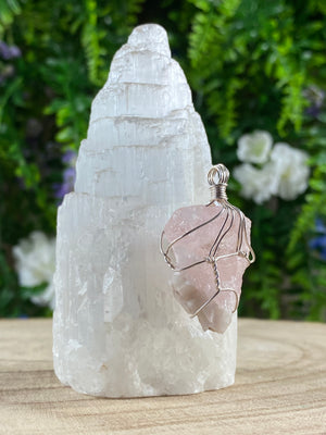 Morganite Wire Wrapped Pendant