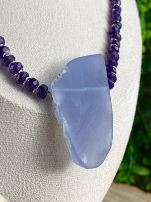 Amethyst And Blue Chalcedony Necklace