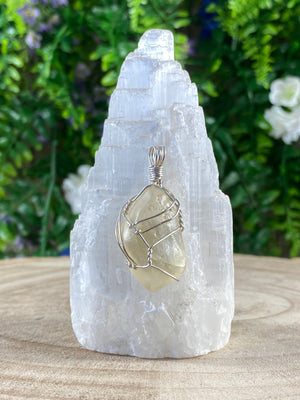 Libyan Tektite Wire Wrapped Pendant