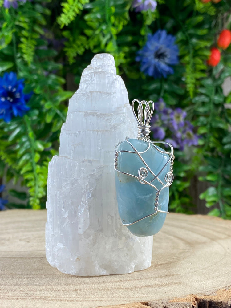 Aquamarine Wire Wrapped Pendant