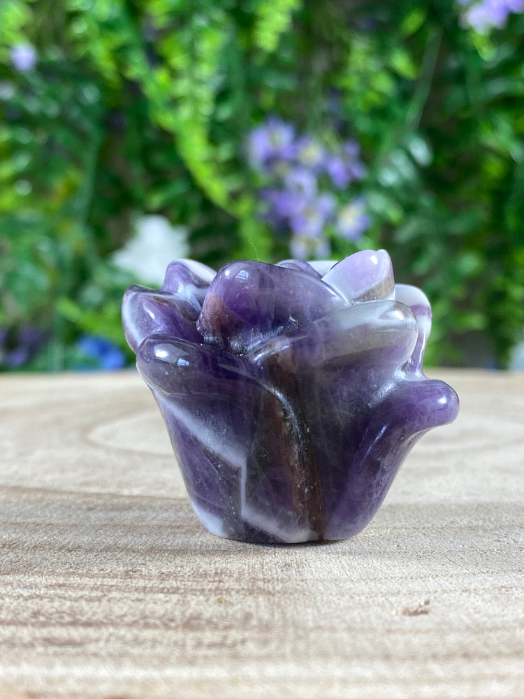 Chevron Amethyst Rose Carving