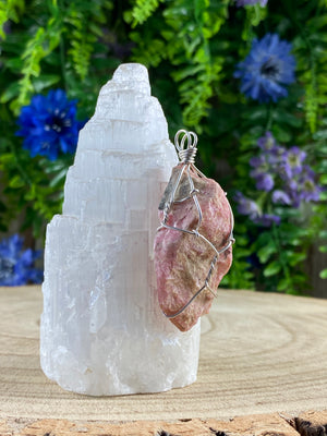 Rhodochrosite Wire Wrapped Pendant