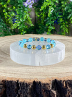 Dyed Agate, Electroplated Rock Crystal And Lava Bead Bracelet