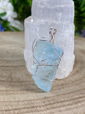 Blue Topaz Wire Wrapped Pendant