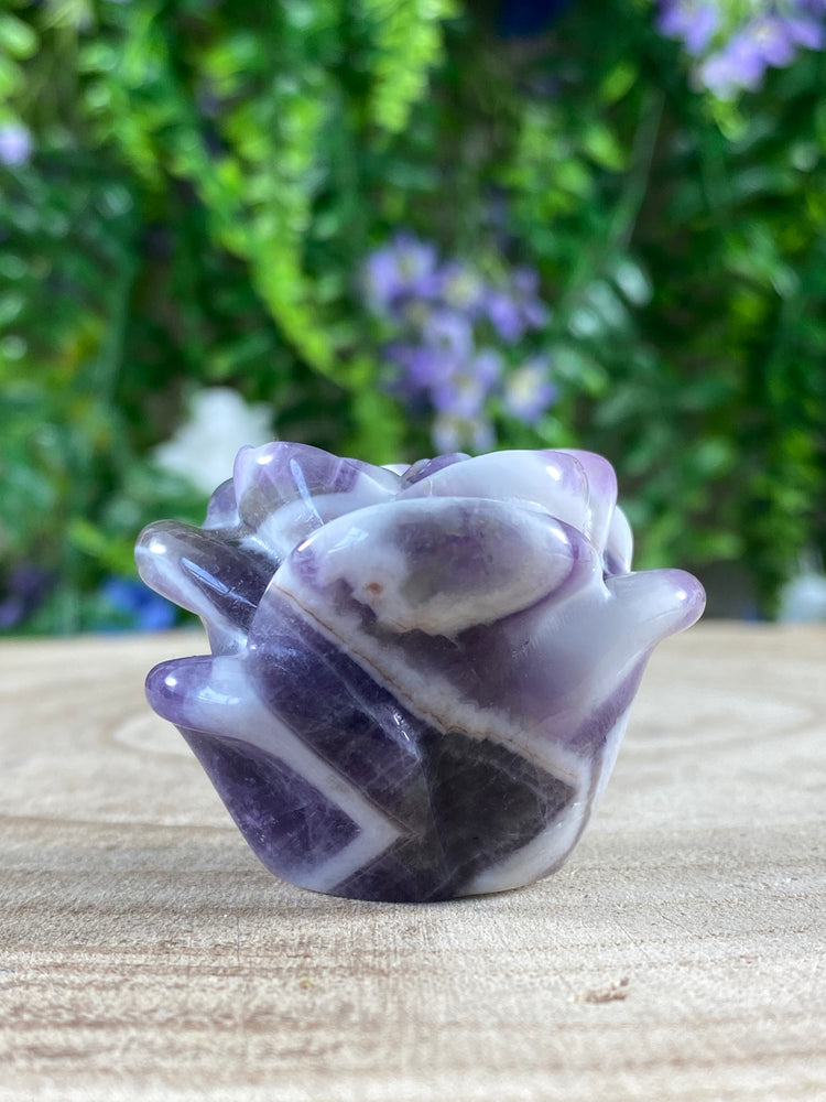 Chevron Amethyst Rose Carving