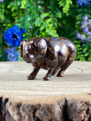 Boulder Opal Pig Carving