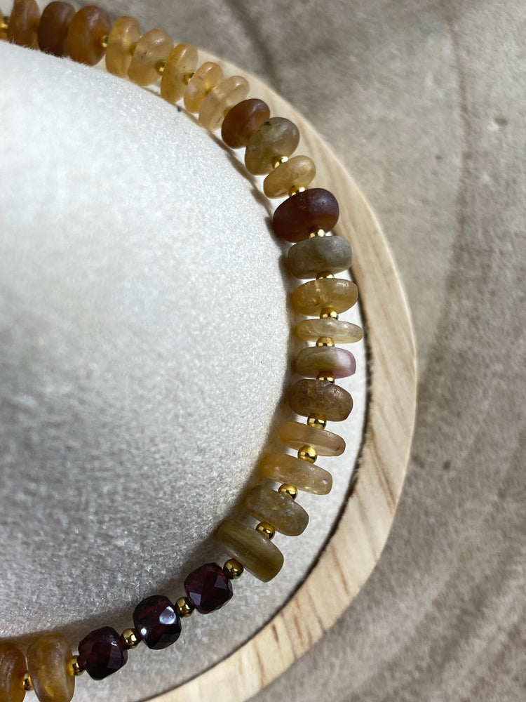 Yellow Tourmaline And Garnet Bracelet