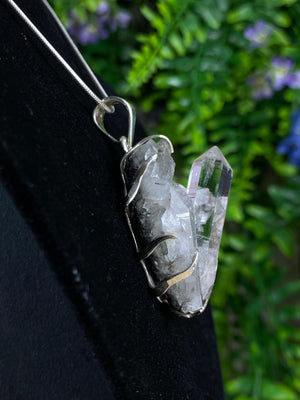 Raw Quartz And Tourmaline Pendant
