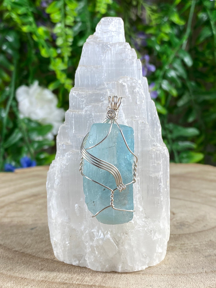 Blue Topaz Wire Wrapped Pendant