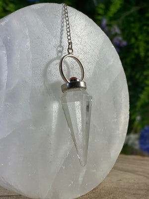 Carnelian And Clear Quartz Pendulum